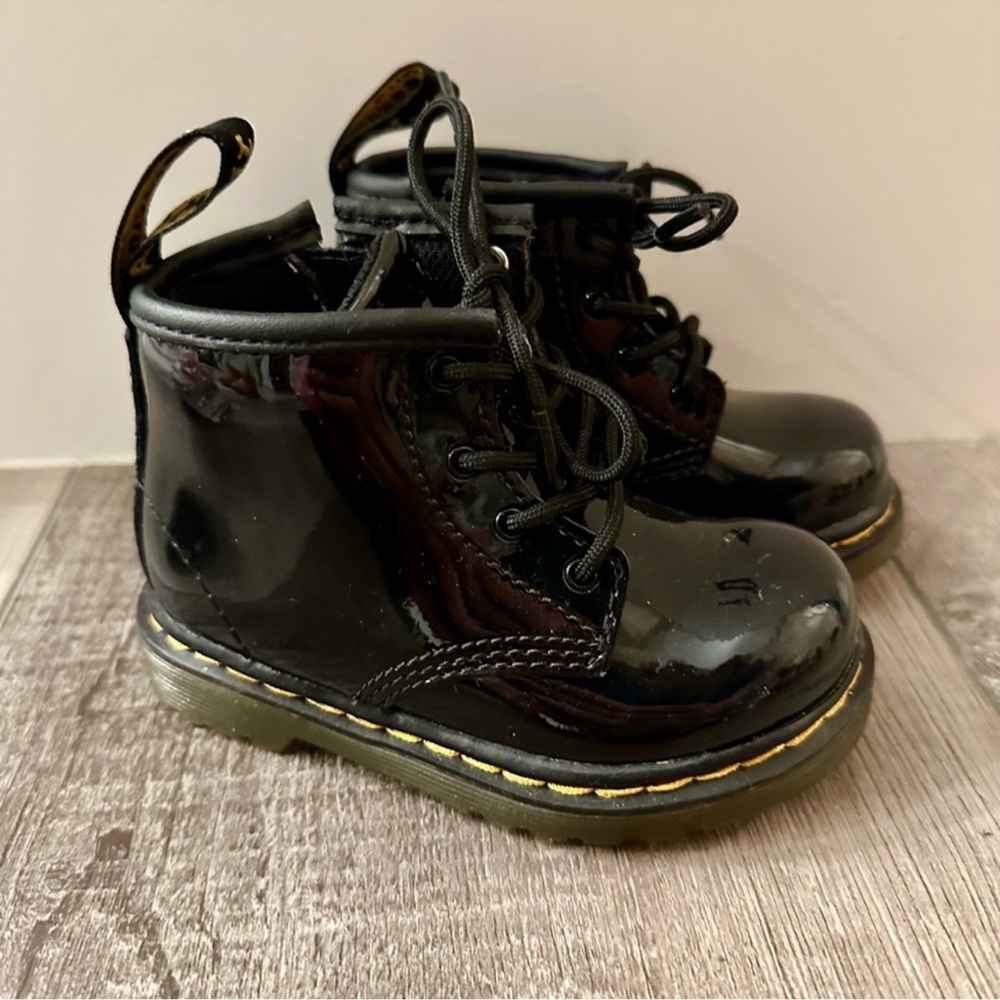 Dr. Martens Glossy Black Kids Boots
